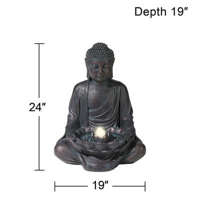 John Timberland Meditating Buddha Zen Bubbler Outdoor Water Fountain With LED Light 24" For Yard Garden Patio Home Deck Porch House Meditation Decor 5 John Timberland Meditating Buddha Zen Bubbler Outdoor Water Fountain With LED Light 24" For Yard Garden Patio Home Deck Porch House Meditation Decor - Image 5