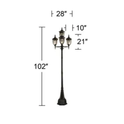 John Timberland Outdoor Post Light Veranda Bronze 102" 4-Light Street Lantern Champagne Hammered Glass For Exterior Garden Yard -John Timberland Shop GUEST 0496e4bb 6446 413c 8792 2896e334e61f