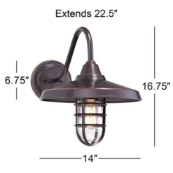 John Timberland Marlowe Rustic Industrial Outdoor Wall Light Fixtures Set Of 2 Painted Bronze Hooded Cage 13" Clear Glass For Exterior -John Timberland Shop GUEST 050a5f7b 1eef 4d68 bd9d 7b1d104534d8