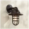 John Timberland Marlowe Industrial Outdoor Wall Light Fixture Galvanized Hooded Cage 13 1/4" Clear Glass For Post Exterior Barn Deck House Porch Yard