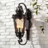 John Timberland Casa Marseille Vintage Rustic Outdoor Wall Light Fixture Bronze Scroll 27 1/2" Hammered Glass For Post Exterior Barn Deck House Porch