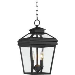 John Timberland Stratton Street Rustic Outdoor Hanging Light Textured Black Lantern 16 1/2" Clear Glass For Post Exterior Barn Deck House Porch Yard -John Timberland Shop GUEST 075cb93b b1b3 4afb af86 ad34ca713a86