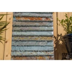 Stave 19" High Small Rustic Zen Indoor Outdoor Decor Slate Stone Tabletop Fountain With Light LED Waterfall Outside Garden Patio -John Timberland Shop GUEST 08b8f765 b6f9 4652 8dbb bd9baf76c5e1