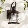 John Timberland Coastal Outdoor Light Fixture Oiled Bronze 14" Seedy Glass Lantern Dusk To Dawn Motion Security Sensor For Exterior Porch