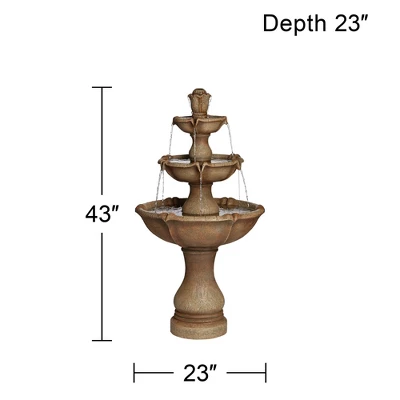 John Timberland Arosco Rustic 3 Tier Basin Outdoor Floor Water Fountain With LED Light 43" For Yard Garden Patio Home Deck Porch Exterior Balcony Roof 8 John Timberland Arosco Rustic 3 Tier Basin Outdoor Floor Water Fountain With LED Light 43" For Yard Garden Patio Home Deck Porch Exterior Balcony Roof - Image 8