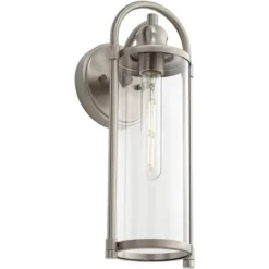 John Timberland Avani 15 1/2" High Modern Indoor/Outdoor Wall Light Porch House Edison Bulb Silver Brushed Nickel Finish Metal Clear Glass Shade -John Timberland Shop GUEST 0da1251e 5664 492a 9888 ed8ec76b2107