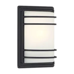 John Timberland Habitat 11" High Modern Outdoor Wall Sconce Light Fixture Mount Porch House Exterior Weatherproof Black Metal Frosted Glass Shade -John Timberland Shop GUEST 0df99a0a 15e0 4cea 9a71 0867dfae49c8