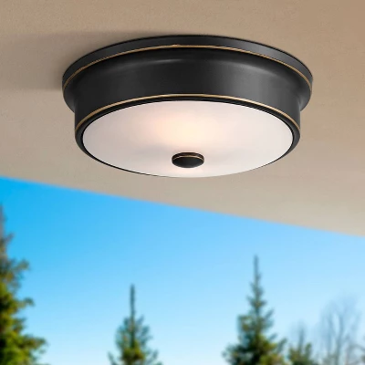 John Timberland Aabria 11 3/4" Wide High Modern Outdoor Flush-Mount Light Fixture Ceilng Porch House Weatherproof Matte Black Metal Glass Shade 1 John Timberland Aabria 11 3/4" Wide High Modern Outdoor Flush-Mount Light Fixture Ceilng Porch House Weatherproof Matte Black Metal Glass Shade