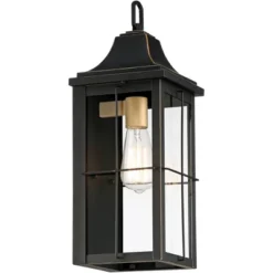 John Timberland Sunderland Vintage Outdoor Wall Light Fixture Black Warm Gold 18 1/2" Clear Glass Panels For Post Exterior Barn Deck House Porch Yard -John Timberland Shop GUEST 1067ea49 0201 4525 bf15 2c39187247f7