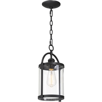 John Timberland Modern Outdoor Ceiling Light Hanging Black 15" Cylindrical Glass For Exterior House Porch Patio Deck 4 John Timberland Modern Outdoor Ceiling Light Hanging Black 15" Cylindrical Glass For Exterior House Porch Patio Deck - Image 4