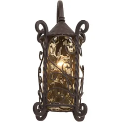 John Timberland Casa Seville Vintage Rustic Outdoor Wall Light Fixture Dark Walnut Scroll 18 1/2" Champagne Hammered Glass For Post Exterior Barn Deck -John Timberland Shop GUEST 1146f148 f742 42e6 9037 16c59e8a1cd6