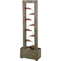 Zigzag Zen 47 3/4" High Large Modern Outdoor Decor Slate And Copper Floor Fountain Cascading Outside Garden Patio Yard Backyard -John Timberland Shop GUEST 118802c5 63f9 4bac 90bd c2c76276605e