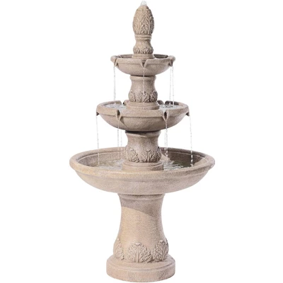 Domanico 57" High Large Italian Indoor Outdoor Decor Sand Stone Floor Fountain Waterfall 3-Tier Outside Garden Patio Yard Backyard 5 Domanico 57" High Large Italian Indoor Outdoor Decor Sand Stone Floor Fountain Waterfall 3-Tier Outside Garden Patio Yard Backyard - Image 5