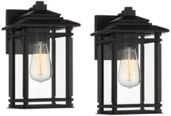 John Timberland North House Mission Outdoor Wall Light Fixtures Set Of 2 Matte Black 12" Clear Glass For Post Exterior Barn Deck House Porch -John Timberland Shop GUEST 15fd80e3 c6e2 421e 9acc 63bf2aad8416
