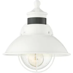 John Timberland Oberlin Rustic Industrial Farmhouse Outdoor Barn Light Fixture White Dusk To Dawn Motion Sensor 9" Clear Seedy Glass For Exterior Deck -John Timberland Shop GUEST 161d45ec 4f30 4522 b02c 63d4c0d6cb2a