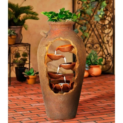 John Timberland Cascade Rustic Asian Planter Urn Outdoor Floor Water Fountain With LED Light 33" For Yard Garden Patio Home Deck Porch Exterior House 1 John Timberland Cascade Rustic Asian Planter Urn Outdoor Floor Water Fountain With LED Light 33" For Yard Garden Patio Home Deck Porch Exterior House