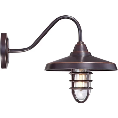 John Timberland Marlowe Rustic Industrial Farmhouse Outdoor Wall Light Fixture Painted Bronze Cage 16 3/4" Clear Glass For Post Exterior Barn Deck 5 John Timberland Marlowe Rustic Industrial Farmhouse Outdoor Wall Light Fixture Painted Bronze Cage 16 3/4" Clear Glass For Post Exterior Barn Deck - Image 5