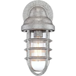 John Timberland Marlowe Industrial Outdoor Wall Light Fixture Galvanized Cage 13 1/4" Clear Glass For Post Exterior Barn Deck House Porch Yard Patio -John Timberland Shop GUEST 175a671d 7e4f 40e5 aed0 38d0e84ecc11