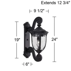 John Timberland Bellagio Vintage Outdoor Wall Light Fixture Texturized Black Dual Scroll Arm 24" Clear Hammered Glass For Post Exterior Barn Deck Home -John Timberland Shop GUEST 1a19d2ed 49ea 4f27 ac3a f0191b9c7bb2