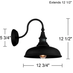 John Timberland Gough Rustic Industrial Farmhouse Outdoor Barn Light Fixture Texturized Black Dusk To Dawn Motion Sensor Dark Sky 12 1/2" For Exterior -John Timberland Shop GUEST 1ad62c03 5a82 4bf5 b202 b436be59e0c2