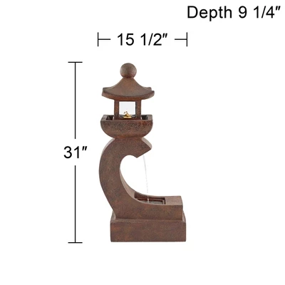 Pagoda 31" High Large Zen Japanese Indoor Outdoor Decor Rust Stone Floor Fountain With Light LED Waterfall Outside Garden Patio Yard 3 Pagoda 31" High Large Zen Japanese Indoor Outdoor Decor Rust Stone Floor Fountain With Light LED Waterfall Outside Garden Patio Yard - Image 3