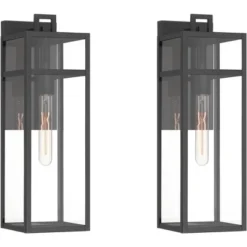 John Timberland San Lucas 18 3/4" High Modern Outdoor Wall Light Fixture Mount Porch House Set Of 2 Weatherproof Sand Black Metal Clear Glass Shade -John Timberland Shop GUEST 1c6e1c06 0167 479a 8aaa 43daa936bc4f