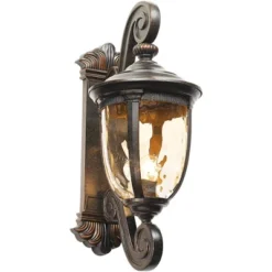 John Timberland Bellagio Vintage Rustic Outdoor Wall Light Fixture Veranda Bronze Dual Scroll Arm 24" Champagne Hammered Glass For Post Exterior Barn -John Timberland Shop GUEST 1cd78a7d ed1c 45f6 9f6d cea8fa0d62ba