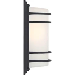 John Timberland Habitat 11" High Modern Outdoor Wall Sconce Light Fixture Mount Porch House Exterior Weatherproof Black Metal Frosted Glass Shade -John Timberland Shop GUEST 1d522a04 1f55 4a85 a51b 684b21868b25