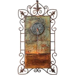 Ibizi 33" High Large Rustic Traditional Indoor Outdoor Decor Faux Stone Wall Fountain With Light LED Iron Scroll Outside Garden -John Timberland Shop GUEST 1ef4e6f1 24d1 4150 9296 da5684400ad4