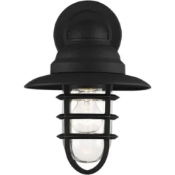 John Timberland Marlowe Rustic Industrial Farmhouse Outdoor Wall Light Fixture Black Hooded Cage 13" Clear Glass For Post Exterior Barn Deck House -John Timberland Shop GUEST 1f1c35e7 8ab6 4e57 90a6 670ee3c20914