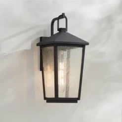 John Timberland Misty 16 1/4" High Sand Black Outdoor Wall Light