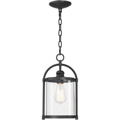 John Timberland Modern Outdoor Ceiling Light Hanging Black 15" Cylindrical Glass For Exterior House Porch Patio Deck 6 John Timberland Modern Outdoor Ceiling Light Hanging Black 15" Cylindrical Glass For Exterior House Porch Patio Deck - Image 6