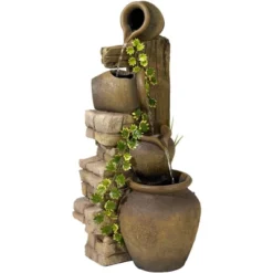 John Timberland Cascading Rustic Three Jugs Outdoor Floor Water Fountain 33" For Yard Garden Patio Home Deck Porch House Exterior Balcony Roof -John Timberland Shop GUEST 209a1121 9e7c 464e 8af2 e1dee5b0b6b3