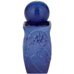 Periwinkle 29 1/4" High Large Zen Outdoor Decor Blue Ceramic Floor Fountain With Light LED Standing Outside Garden Patio Yard -John Timberland Shop GUEST 21399bff b7c9 4cc1 b422 3173108bbfac