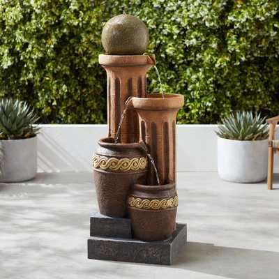 John Timberland Sphere Jugs And Column Rustic Cascading Outdoor Floor Water Fountain With LED Light 50" For Yard Garden Patio Home Deck Porch House 1 John Timberland Sphere Jugs And Column Rustic Cascading Outdoor Floor Water Fountain With LED Light 50" For Yard Garden Patio Home Deck Porch House
