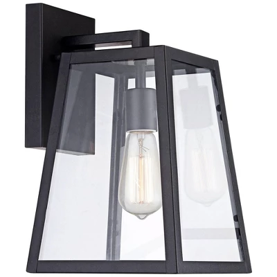 John Timberland Arrington Industrial Outdoor Wall Light Sconces Set Of 2 Mystic Black Hardwire 8" Fixture Clear Glass For Bedroom Bathroom Vanity Home 3 John Timberland Arrington Industrial Outdoor Wall Light Sconces Set Of 2 Mystic Black Hardwire 8" Fixture Clear Glass For Bedroom Bathroom Vanity Home - Image 3