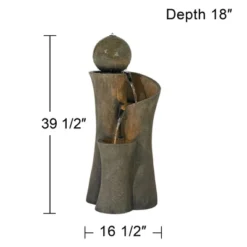 John Timberland Modern Sphere Curve Zen Outdoor Floor Water Fountain 39 1/2" With LED Light For Exterior Garden Yard Lawn -John Timberland Shop GUEST 22acfbc8 25b8 4f06 a84b acbc281cc421