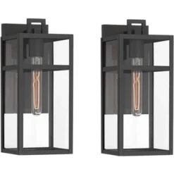 John Timberland San Lucas 14 1/2" High Modern Outdoor Wall Light Fixture Mount Porch House Set Of 2 Weatherproof Sand Black Metal Clear Glass Shade -John Timberland Shop GUEST 23125c40 9559 4da4 928f 875775b89056