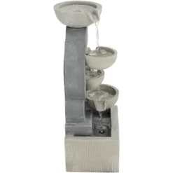 Tarin Four Bowl 23 1/2" High Large Modern Indoor Outdoor Decor Gray Faux Stone Floor Fountain With Light LED Cascading Outside -John Timberland Shop GUEST 23c0f83e 00d0 4343 8a6a 317919761425