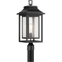 John Timberland Cecile 23 1/4" High Mission Outdoor Post Mount Light Fixture Pole Porch House Box Lantern Weatherproof Black Clear Seeded Glass Shade -John Timberland Shop GUEST 23e551e1 ab69 4258 af5b e9d041929bd8