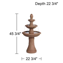 Santa Cruz 45 3/4" High Large Italian Outdoor Decor Faux Stone Floor Fountain With Light LED 3-Tier Outside Garden Patio Yard -John Timberland Shop GUEST 2406f554 9a4d 4e88 bd33 661d527df451