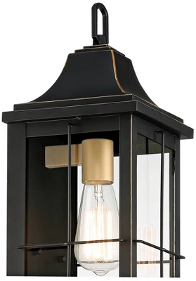 John Timberland Sunderland Vintage Outdoor Wall Light Fixtures Set Of 2 Black Metal 18 1/2" Clear Glass Panels For Post Exterior Barn Deck 2 John Timberland Sunderland Vintage Outdoor Wall Light Fixtures Set Of 2 Black Metal 18 1/2" Clear Glass Panels For Post Exterior Barn Deck - Image 2