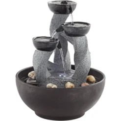 John Timberland Three Twist Column Modern Zen Cascading Bowls Indoor Tabletop Water Fountain With LED Light 11" For Table Office Desk Home Bedroom -John Timberland Shop GUEST 2452b8f4 3141 4701 abc3 f30f76aadb31