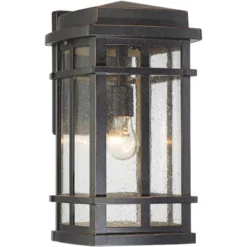 John Timberland Neri Mission Outdoor Wall Light Fixture Oil Rubbed Bronze 16" Clear Seedy Glass For Post Exterior Barn Deck House Porch Yard Patio -John Timberland Shop GUEST 251b7902 b3e6 41aa b782 f2ff34583fd4