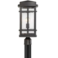 John Timberland Mission Outdoor Post Light Fixture Oil Rubbed Bronze 19 1/4" Clear Seedy Glass For Exterior Garden Yard Walkway -John Timberland Shop GUEST 25b3c9c0 fc0a 40ec a0ff 919b94c6eca2