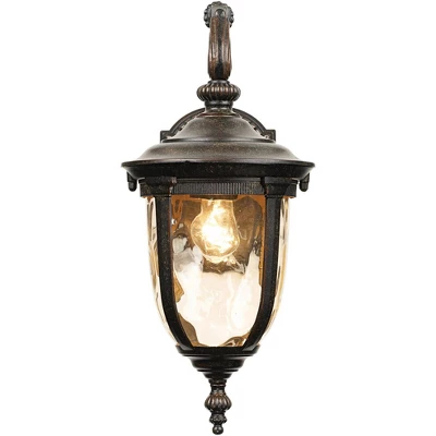 John Timberland Bellagio Vintage Outdoor Wall Light Fixtures Set Of 2 Veranda Bronze Downbridge 16 1/2" Champagne Hammered Glass For Post Exterior 5 John Timberland Bellagio Vintage Outdoor Wall Light Fixtures Set Of 2 Veranda Bronze Downbridge 16 1/2" Champagne Hammered Glass For Post Exterior - Image 5