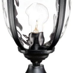 John Timberland Bellagio Rustic Post Light Textured Black With Pier Mount 22 3/4" Hammered Glass For Exterior Light Barn Deck House Porch Yard Patio -John Timberland Shop GUEST 27080d95 3ac6 4a81 b173 7359a54a0cc3