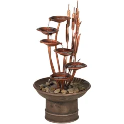 John Timberland Water Lilies And Cat Tails Rustic Cascading Outdoor Floor Water Fountain 33" For Yard Garden Patio Home Deck Porch House Exterior Roof -John Timberland Shop GUEST 285350a5 164c 4606 aa13 2760efdec96d