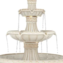 Formentera 45 1/4" High Large Italian Outdoor Decor Off-White Ceramic Floor Fountain With Light LED 3-Tier Outside Garden Patio Yard -John Timberland Shop GUEST 2a8ed636 b785 4bac bfed b2fac78b378f