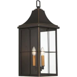 John Timberland Sunderland Rustic Mission Outdoor Wall Light Fixture Black Gold 24 3/4" Clear Glass For Post Exterior Barn Deck House Porch Yard Patio -John Timberland Shop GUEST 2c1efd82 4c22 4345 8b3f 19efb605f05e